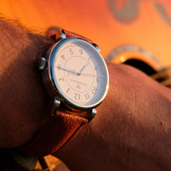 Rue Canal Watch - Cream Dial Closeup Inuse